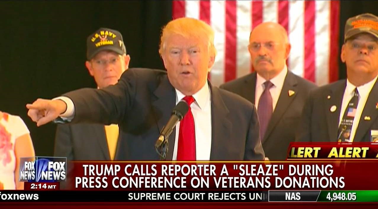Photo of Trump calls media “sleaze”